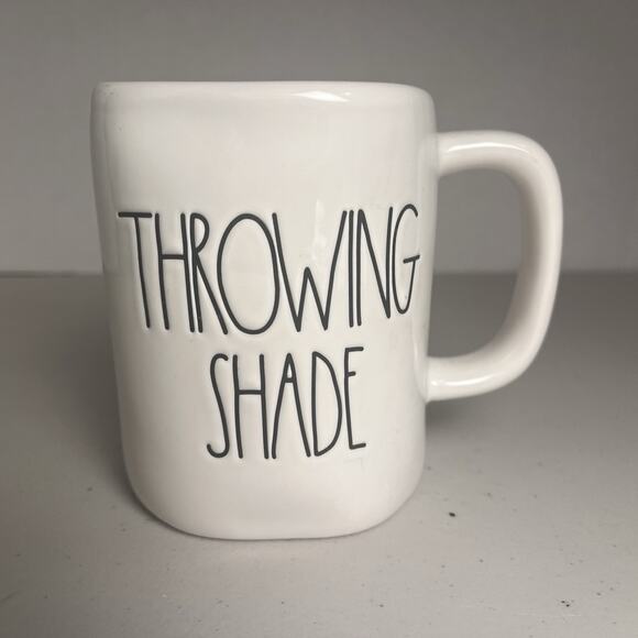 Rae Dunn Coffee Mug Throwing Shade Double Sided Blue Inside Sunglasses Funny EUC - Picture 4 of 9